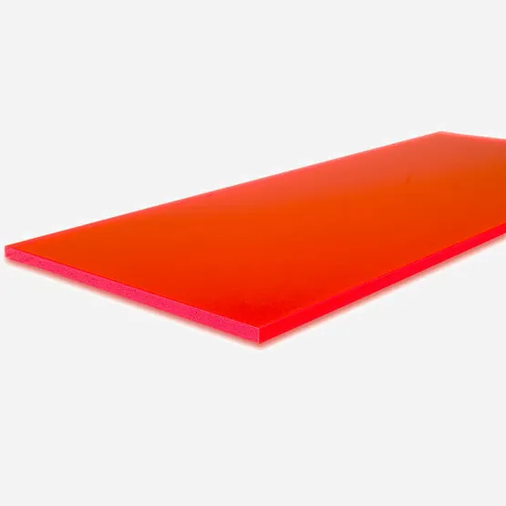 Close-up of laser-cut edges in Acrylic glass GS fluorescent