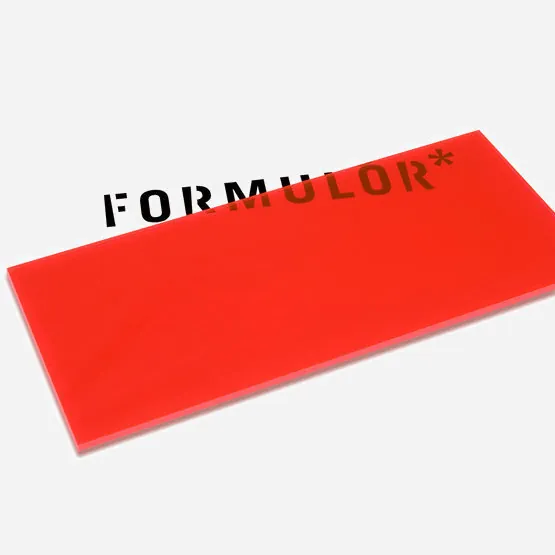 Acrylic glass GS fluorescent sheet against a light background — shows translucency and surface