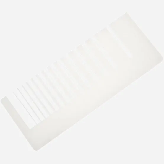 Test cuts in Acrylic glass GS frosted: lasered tongues and slots in various widths
