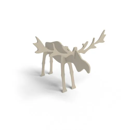 Elch-Musterfigur, gefertigt aus Finnpappe — beige