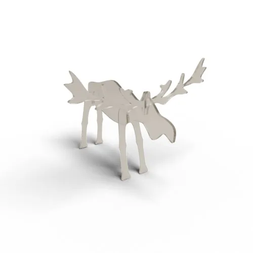 Figura campione a forma di alce, realizzata in Mylar — grigio-bianco, traslucido